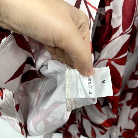 Golden hour Satin Red Flora Pajamas - Picture 5 of 7